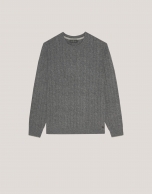 Grey melange cable-stitched sweater