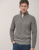 Half-zip pullover grey melange structure