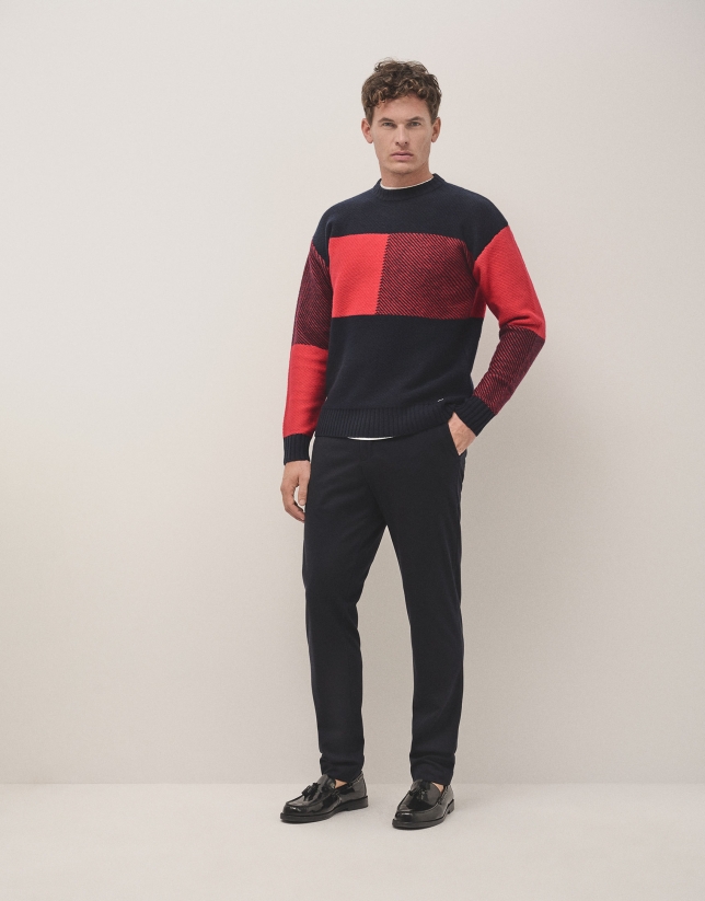 Tartan pattern jumper red/black