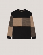 Tartan pattern jumper camel/black