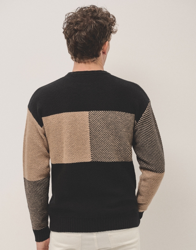 Tartan pattern jumper camel/black