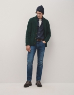 Green melange cable knit jacket