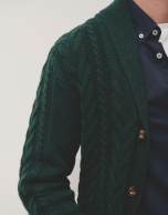 Green melange cable knit jacket