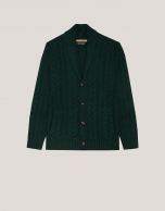 Green melange cable knit jacket