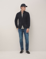 Navy wool/cashmere zipped jacket