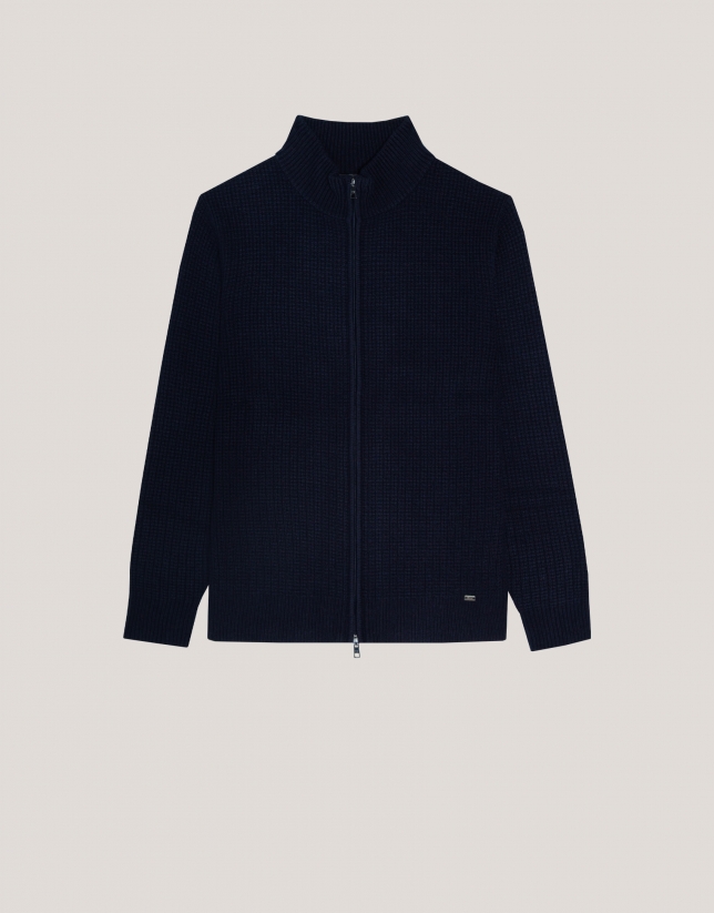 Navy wool/cashmere zipped jacket