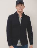 Navy wool/cashmere zipped jacket