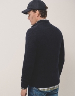 Navy wool/cashmere zipped jacket