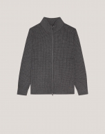 Grey melange wool/cashmere zipped jacket