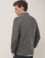 Grey melange wool/cashmere zipped jacket