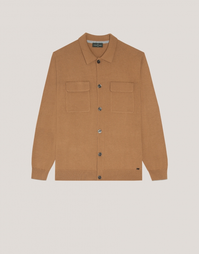 Camel wool jacket with pockets