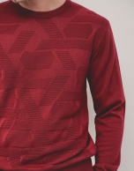 Red round neck structured jumper