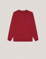 Red round neck structured jumper