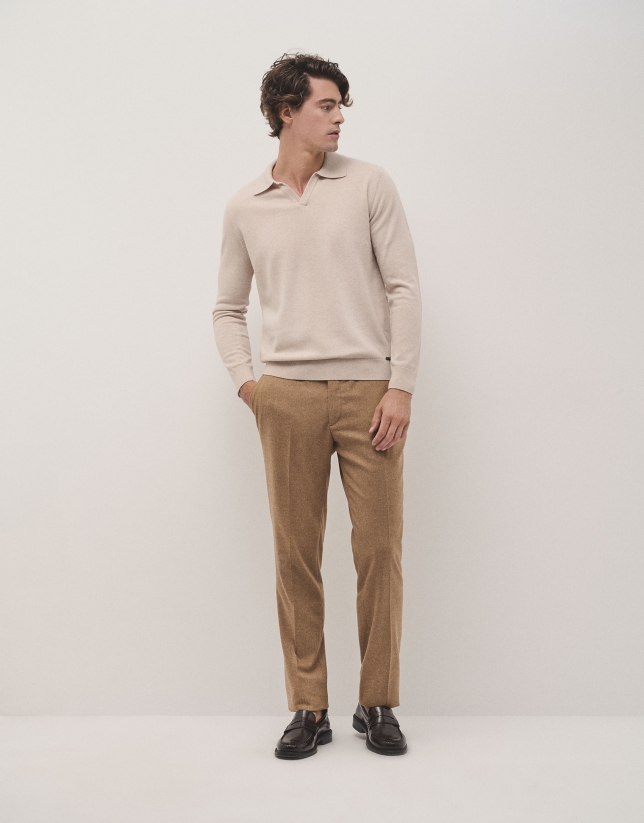 Beige polo neck jumper