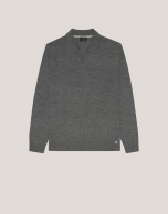 Grey melange polo neck jumper