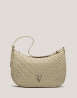 Bolso de hombro Erea Moon Maxi piel trenzada beige