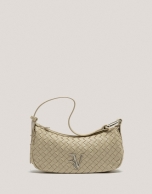 Beige braided leather Erea Moon shoulder bag