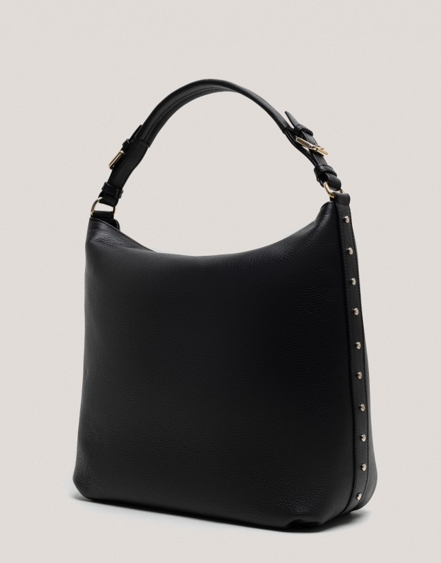 Bolso de hombro Maxi Hobo Mafalda piel negro