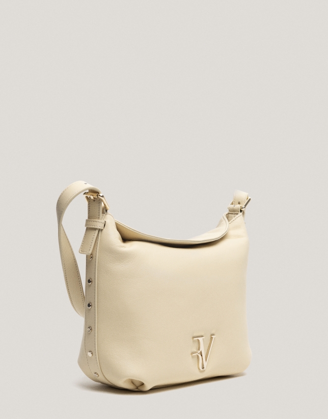 Beige leather Mini Hobo shoulder bag