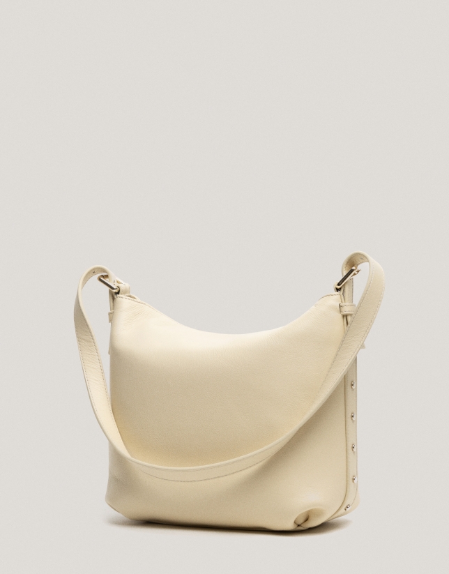 Bolso de hombro Mini Hobo Mafalda piel beige