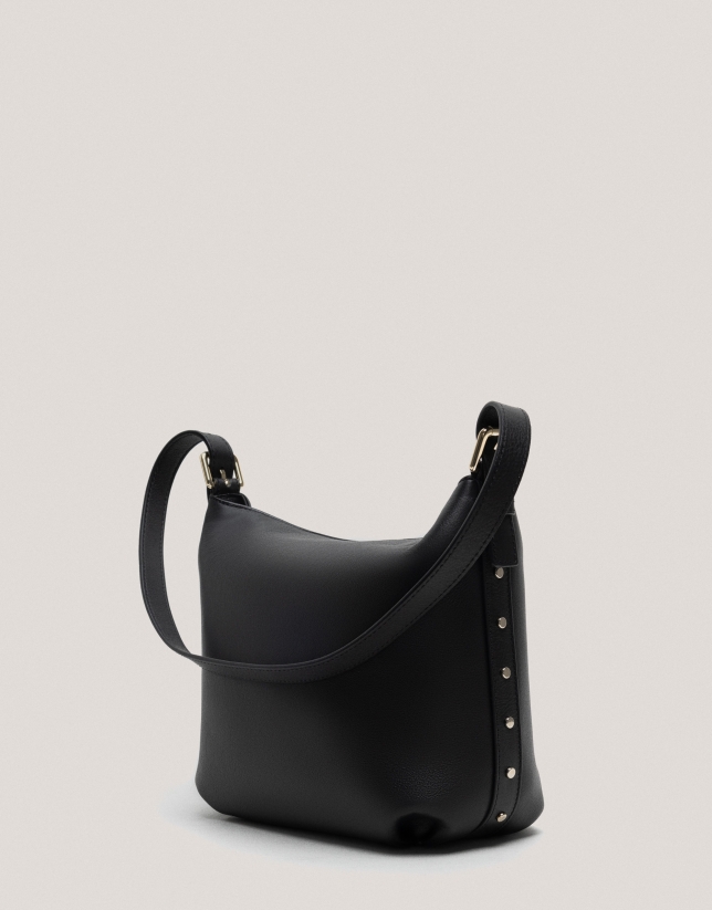 Black leather Mini Hobo shoulder bag