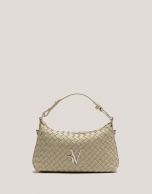 Beige braided leather Erea Pouch shoulder bag