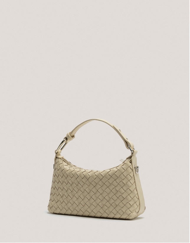 Beige braided leather Erea Pouch shoulder bag