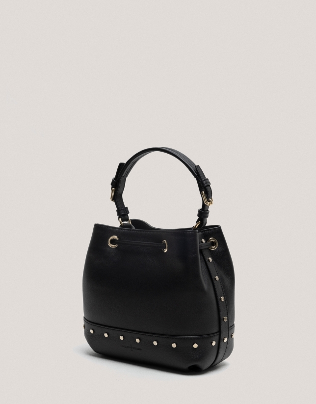 Black leather Mafalda Bucket handbag