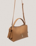 Beige leather midi Nina handbag