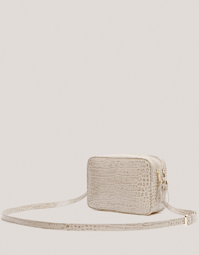 Bolso bandolera Taylor grabado coco beige