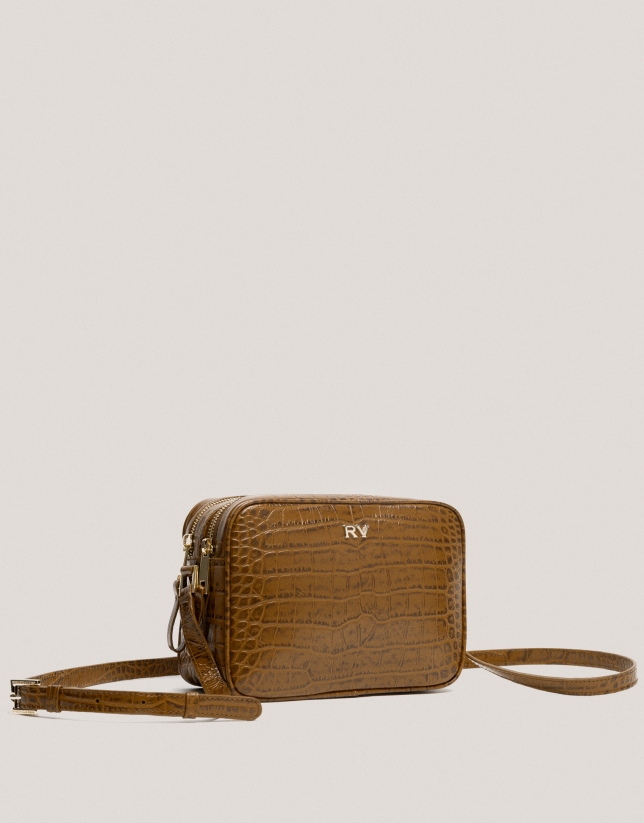 Mustard alligator Taylor shoulder bag