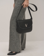 Black grained leather Cuca Maxi shoulder bag