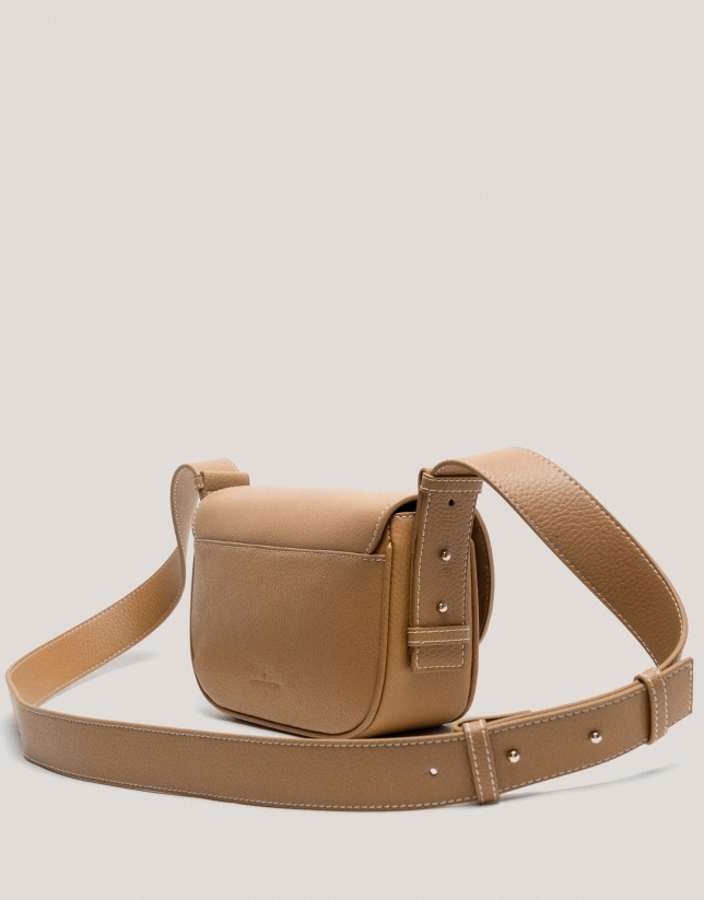 Camel grained leather Cuca Mini shoulder bag