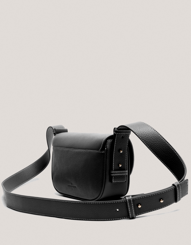 Black grained leather Cuca Mini shoulder bag