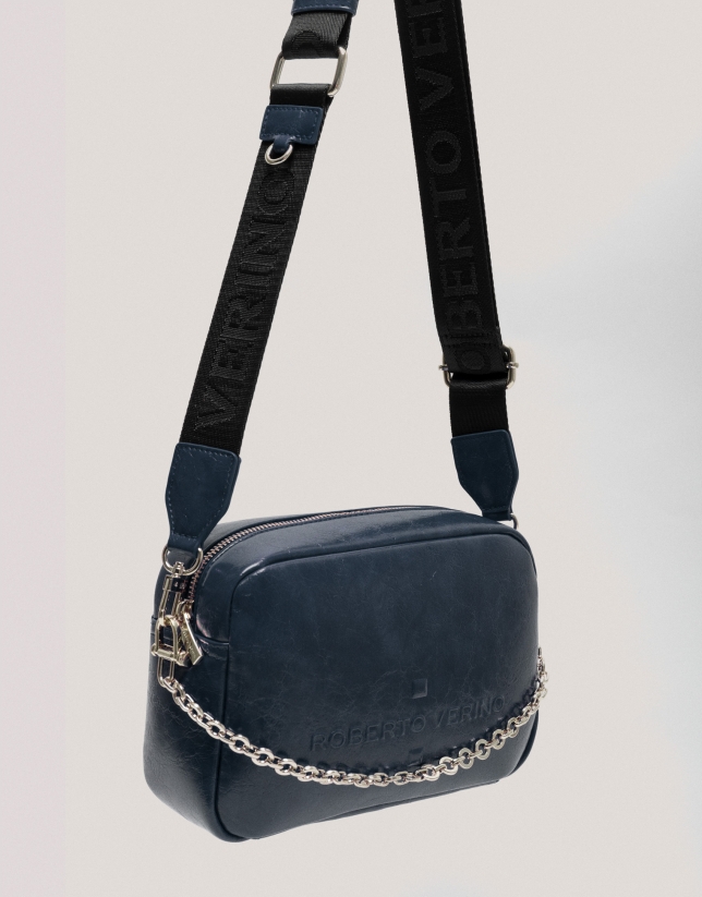 Navy blue Bazin Urban Midi shoulder bag