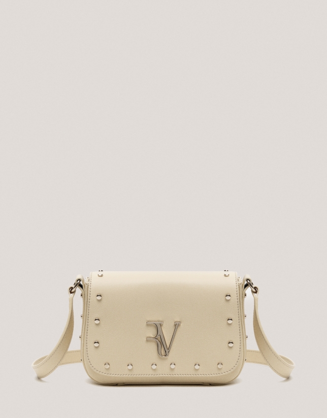 Beige leather Mini Mafalda shoulder bag