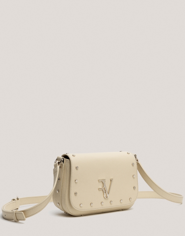 Beige leather Mini Mafalda shoulder bag