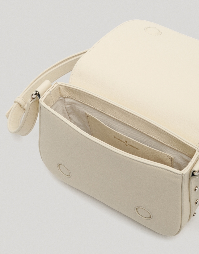 Beige leather Mini Mafalda shoulder bag