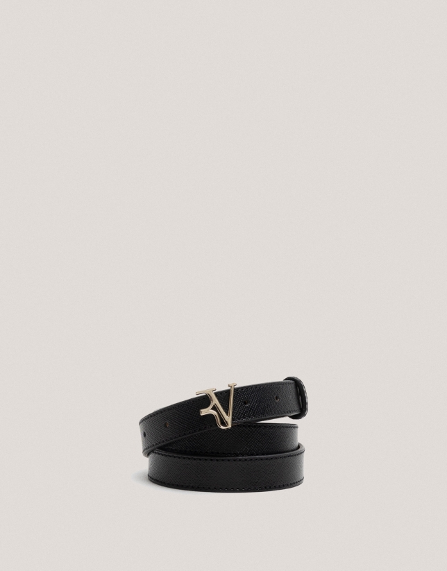 Black Saffiano leather belt