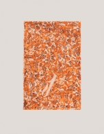 Orange floral print wool scarf