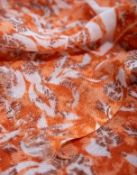 Fular lana estampado floral naranja