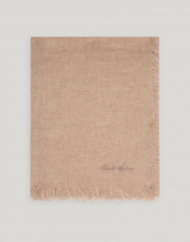 Beige melange wool scarf