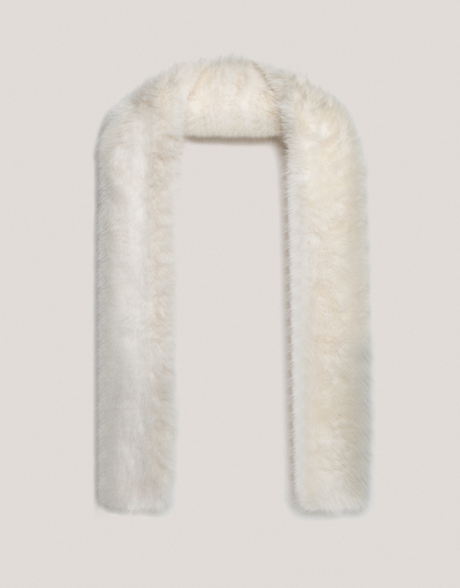 Cream fur-effect maxi scarf