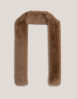 Beige fur-effect maxi scarf