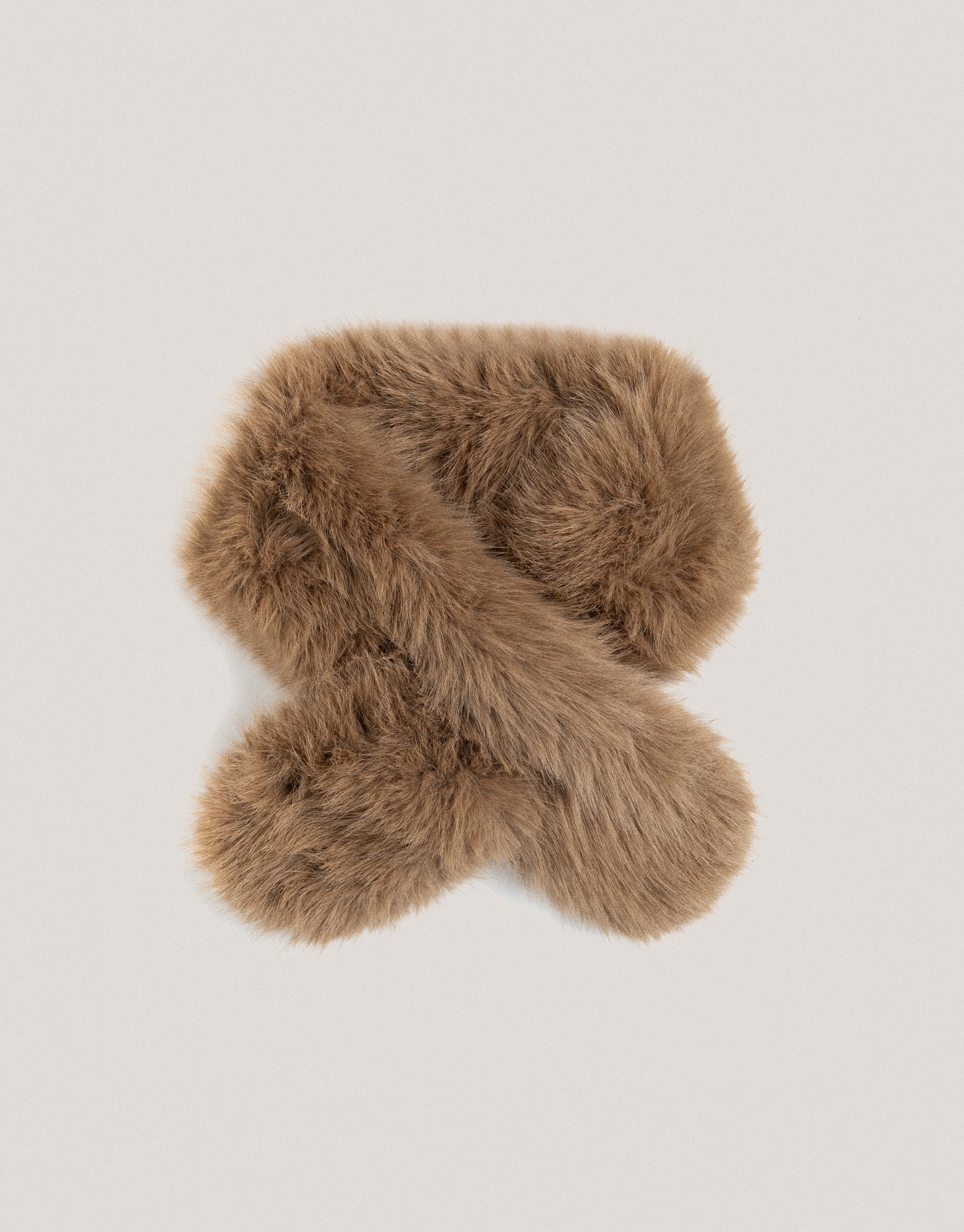 Beige fur effect collar