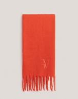 Orange wool scarf with embroidered RV logo 