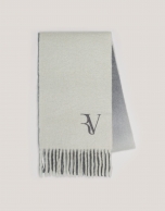 Faded gray wool and alpaca scarf with RV logo