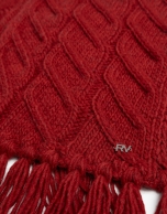 Red wool and alpaca scarf with cable-stitching