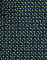 Corbata de seda jacquard marino, verde y blanco