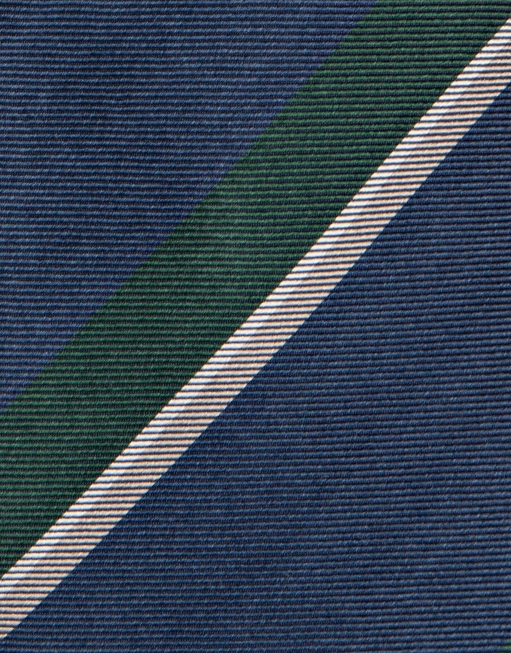 Navy blue, green and white striped tie